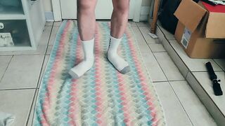 Twink tears his thong while jerking off till he blows thick cum