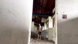BBC Asian Dildo in Abandoned House Chokes Creampie