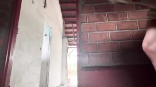 BBC Asian Dildo in Abandoned House Chokes Creampie