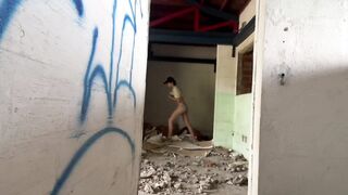 BBC Asian Dildo in Abandoned House Chokes Creampie