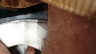 Huge cock squirts deep inside panties chokes load