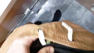 Huge cock squirts deep inside panties chokes load