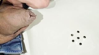 Desperate public piss session almost caught with huge cock