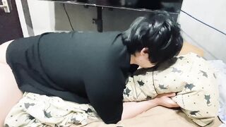 Crazy Japanese student rams his hips in wild solo session huge cumshot