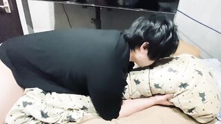 Crazy Japanese student rams his hips in wild solo session huge cumshot