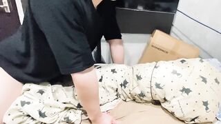 Crazy Japanese student rams his hips in wild solo session huge cumshot