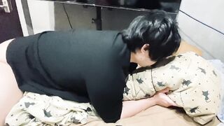 Crazy Japanese student rams his hips in wild solo session huge cumshot