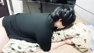 Crazy Japanese student rams his hips in wild solo session huge cumshot