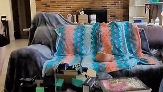Asian twink dry humps his sex toy on couch mask on raw solo