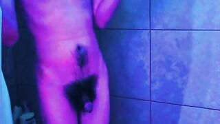 Stressed twink tears up shower stall jerking off alone