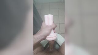 Asian twink takes off his tools and cums hard