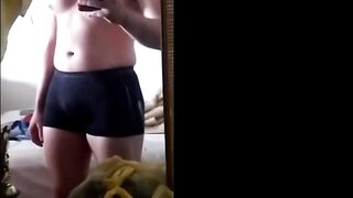 Femboy spandex underwear model destroyed in tight gay bubble butt fun