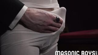 Masonic boys raw barebacked by hot mustached daddy Cameron Basinger