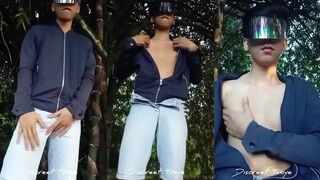 Pinoy masturbates in neighbours garden caught red handed moaning asian hunk squirts