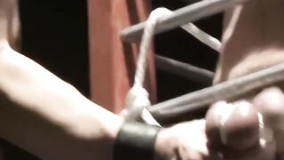 Bound muscle jocks forced to submit under huge cocks and CBT until they almost burst
