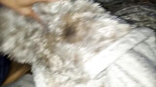 Watch me stroke this huge cock while the bear daddy fucks my throat blind