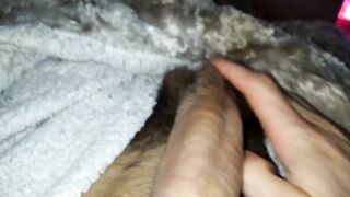 Watch me stroke this huge cock while the bear daddy fucks my throat blind