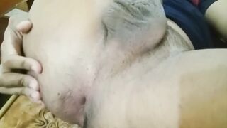Anal dilation job with twink cum on face