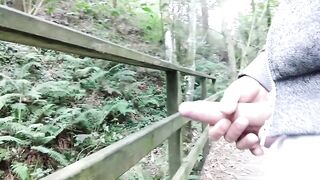 BIG filthy cock jerking in public with massive cumshot leaks
