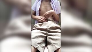 Student Jerks Off Big Load on Balcony Twink Solo Jacking