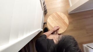 Twink strokes his dick raw before work ends up destroyed