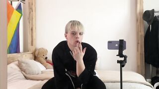 Stepbro cleans the camera raw sloppy POV femboy riding hands deep