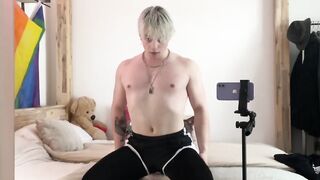 Stepbro cleans the camera raw sloppy POV femboy riding hands deep