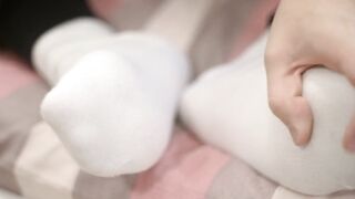White Shirt Chokes Student Loan Foot Fetish Long Socks Thigh High Socks