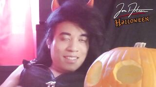 Halloween Twink Devil Wanks Barefoot Pumps Pumpkin Cumshot