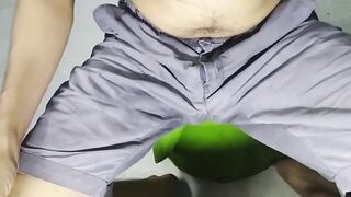 Long BBC solo twink gets choked by his own load