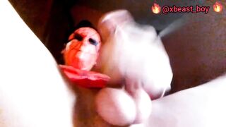 Asian twink spiderboy solo cum facial fetiche cosplay jerks