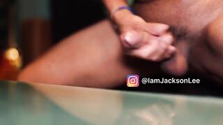 Asian super cum dripping from messy big dick solo blowjob