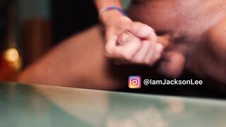 Asian super cum dripping from messy big dick solo blowjob