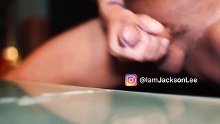 Asian super cum dripping from messy big dick solo blowjob