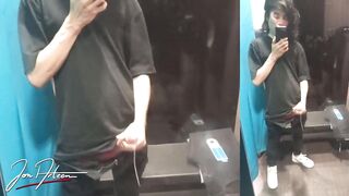 Jon Arteen shoots massive cumshot in mall fitting room while wearing Nike Air Force Risky Public Twink Sneakers