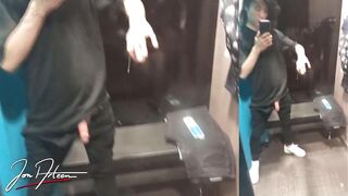 Jon Arteen shoots massive cumshot in mall fitting room while wearing Nike Air Force Risky Public Twink Sneakers