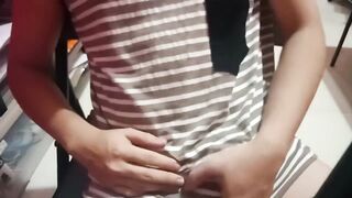 Asian twink destroyed by gooning his huge cockhead on live stream