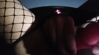 Femboy wrecks his tight hole with a dildo while jacking off alone in bed