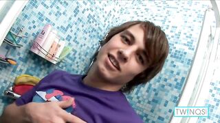 Blonde twink Ezra gets stuffed raw masturbates his gaping ass