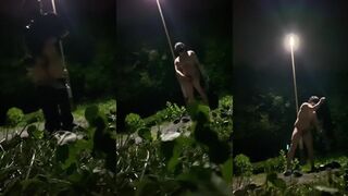 Japanese student jacked off under outdoor light huge cumshot solo amateur