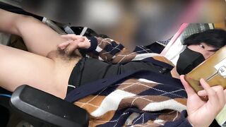 Art teacher spotted Japanese twink jerking off in class huge cumshots