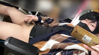 Art teacher spotted Japanese twink jerking off in class huge cumshots