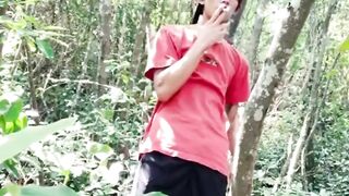 Public solo twink jacking off alone in the open