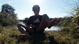 Caught wanking outdoors but still need to cum greedy boy
