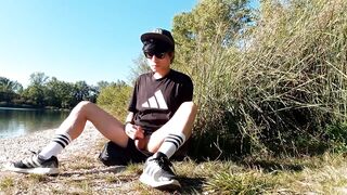 Caught wanking outdoors but still need to cum greedy boy