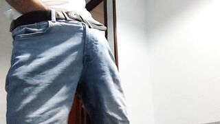 Stepdad watches as I choke on my big cock and cum all over my face