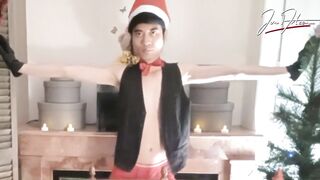 Happy New Year cum-drenched twink dances spits on cock until ruined
