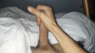 Very horny big cock solo guy squirted all over himself while moaning