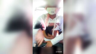 Femboy gets destroyed while watching himself cum on Astolfo cosplay