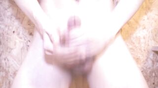 Massive Japanese twink unloads thick ropes of cum while moaning beastly